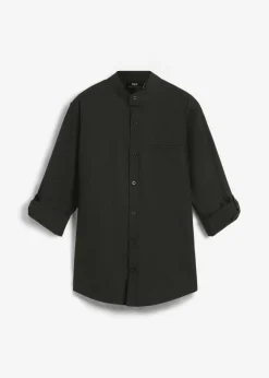 bonprix bonprix Ropa 9 A 16 Años·Conjuntos Y Camisas>Camisa de manga larga con dobladillo de algodón puro Negro