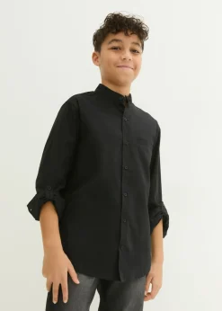 bonprix bonprix Ropa 9 A 16 Años·Conjuntos Y Camisas>Camisa de manga larga con dobladillo de algodón puro Negro
