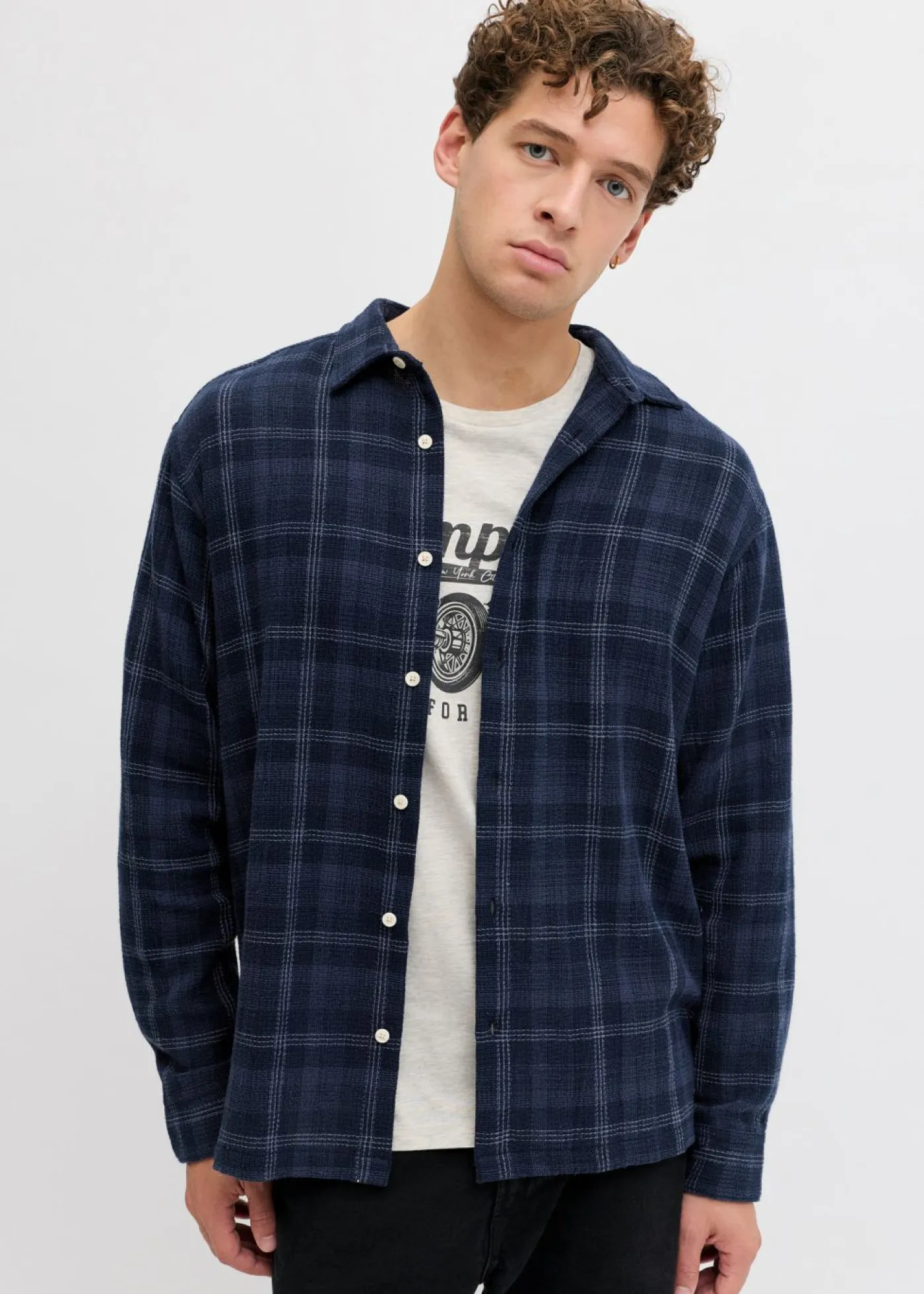 bonprix JJ REBEL Camisas|Novedades>Camisa de manga larga de JJ REBEL azul tinta a cuadros