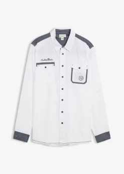 bonprix bonprix Camisas>Camisa de manga larga de algodón puro Blanco