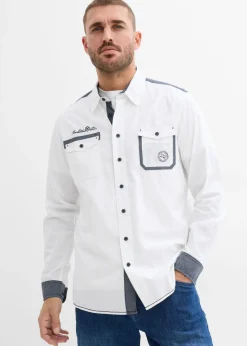 bonprix bonprix Camisas>Camisa de manga larga de algodón puro Blanco