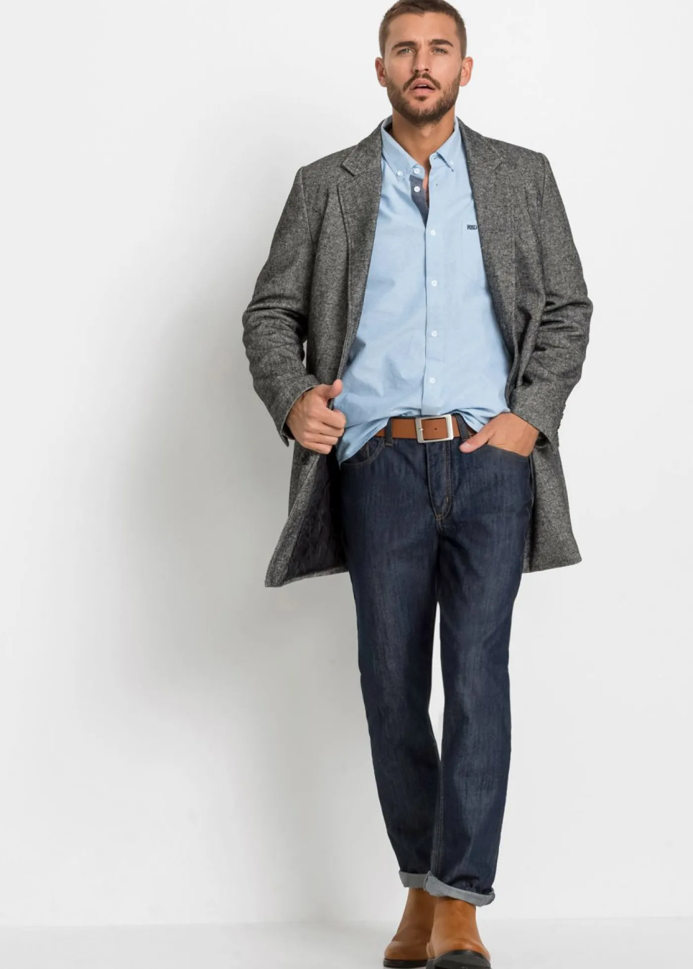 Hombre bonprix bonprix Camisa de manga larga tipo Oxford de algodón puro