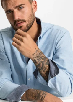 Hombre bonprix bonprix Camisa de manga larga tipo Oxford de algodón puro