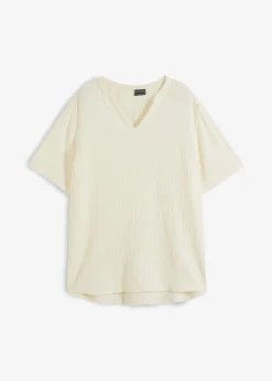 bonprix bonprix Camisas>Camisa de muselina ligera con manga corta Blanco lana