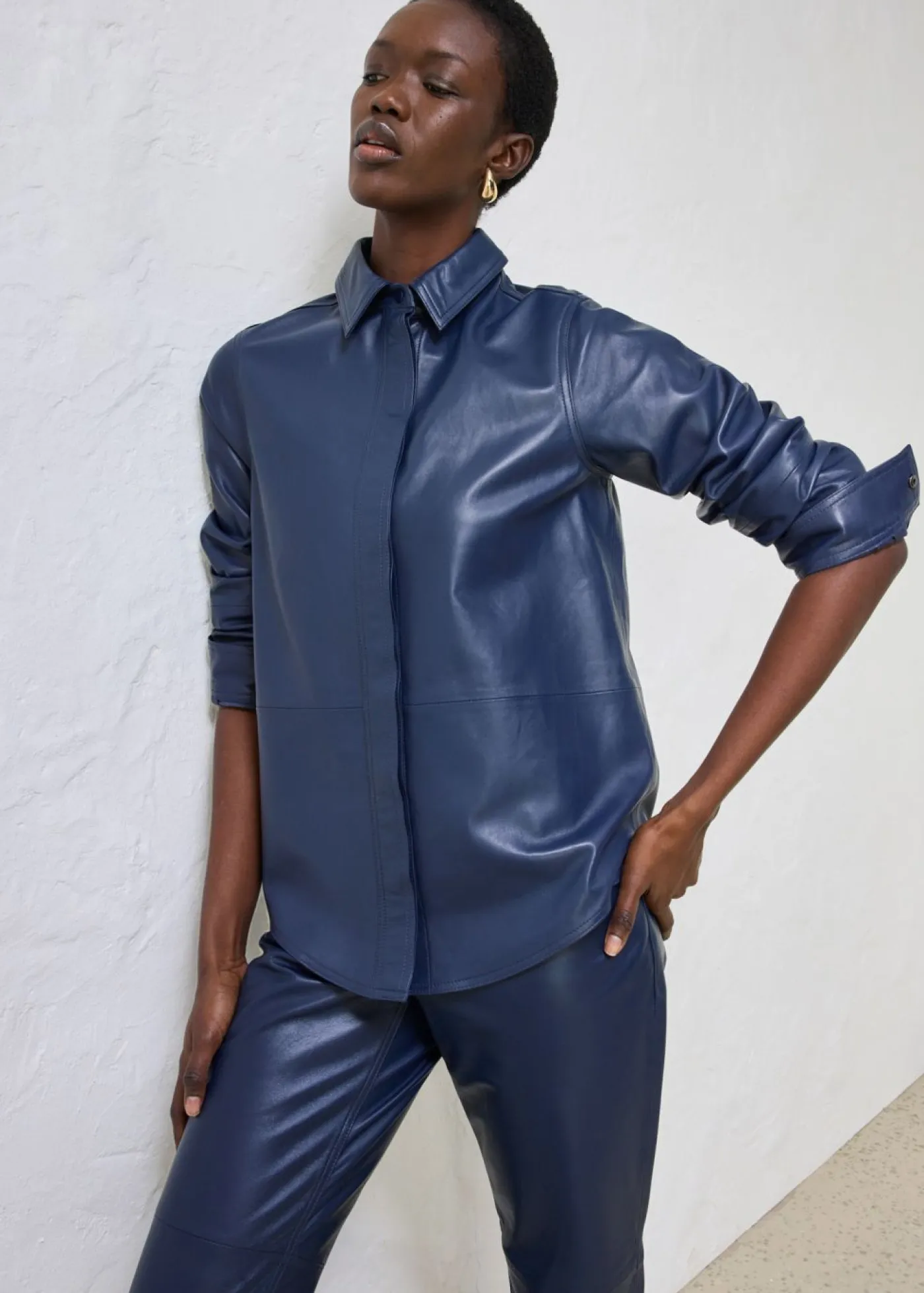 bonprix bonprix Premium|Camisas Y Blusas>Camisa de napa de cordero Azul marino