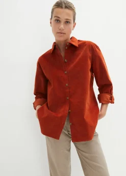 Mujer bonprix bonprix Camisa de pana con abertura lateral