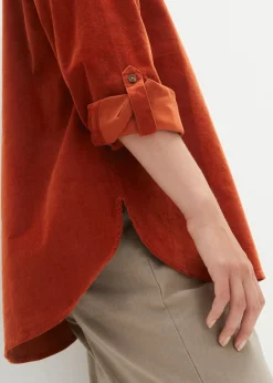 Mujer bonprix bonprix Camisa de pana con abertura lateral