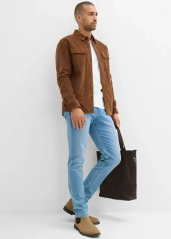 Hombre bonprix bonprix Camisa de pana térmica con tejido elástico y forro polar cálido