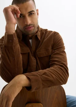 Hombre bonprix bonprix Camisa de pana térmica con tejido elástico y forro polar cálido