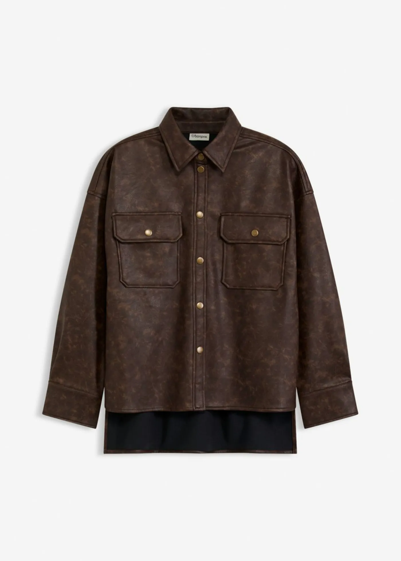 bonprix bonprix Camisas Y Blusas>Camisa de piel sintética con efecto desgastado Marrón oscuro