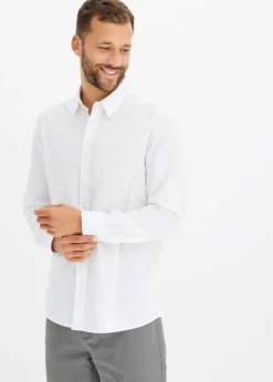 bonprix bonprix Camisas>Camisa formal con elástico y corte regular Blanco