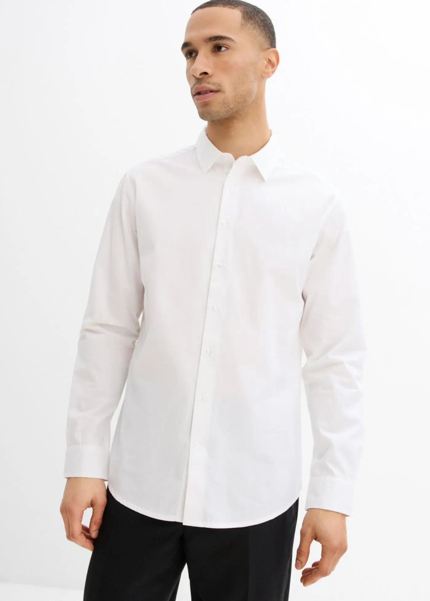 bonprix bonprix Camisas>Camisa formal de algodón puro con corte regular que no requiere planchado Blanco