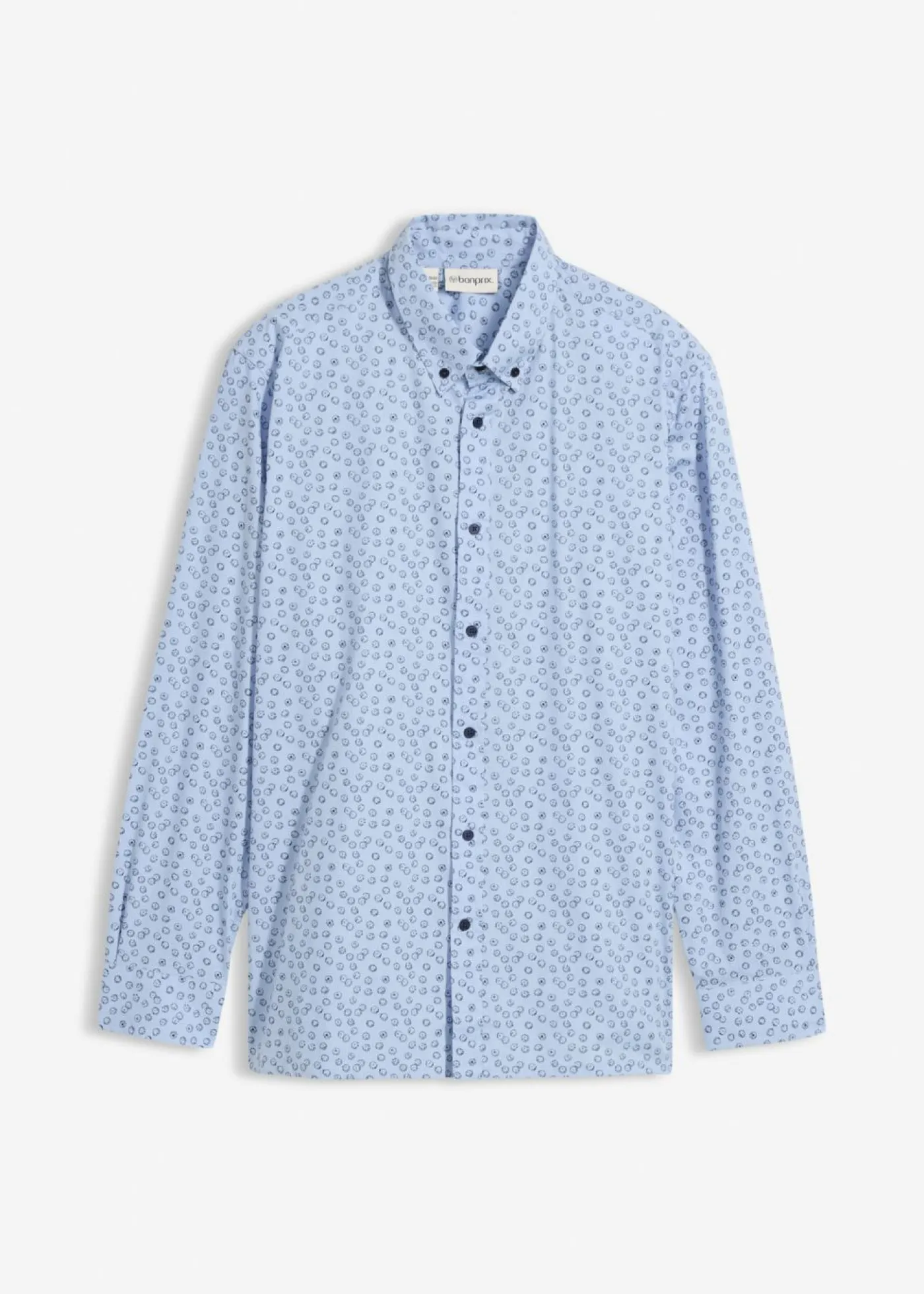 bonprix bonprix Camisas>Camisa formal de algodón puro, modern fit Azul claro-azul marino con lunares