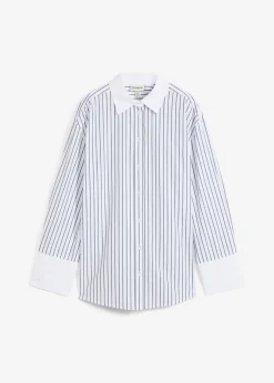 bonprix bonprix Esenciales|Camisas Y Blusas>Camisa holgada de algodón puro Blanco-azul marino con rayas