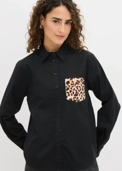 Mujer bonprix bonprix Camisa oversize con bolsillo en contraste