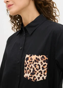 Mujer bonprix bonprix Camisa oversize con bolsillo en contraste