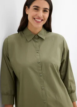 Mujer bonprix bonprix Camisa oversize de algodón con mangas 3/4