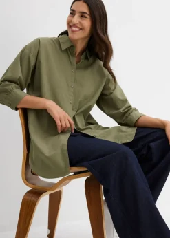 Mujer bonprix bonprix Camisa oversize de algodón con mangas 3/4