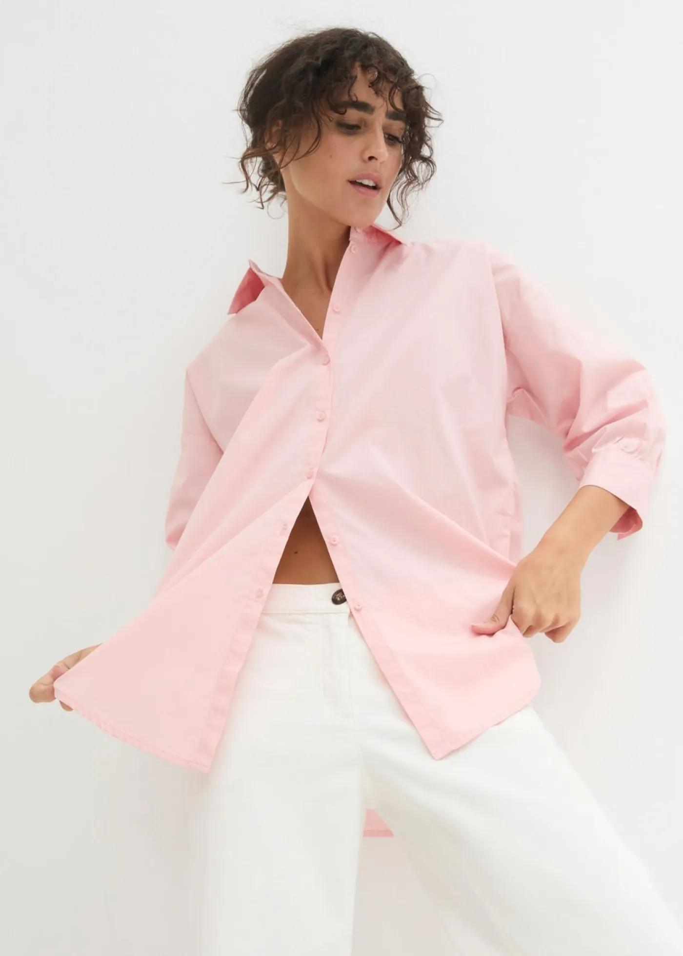 Mujer bonprix bonprix Camisa oversize de algodón con mangas 3/4