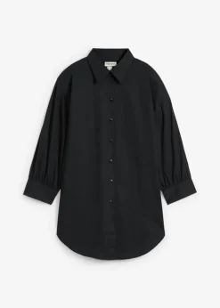 bonprix bonprix Camisas Y Blusas|Novedades>Camisa oversize de algodón con mangas 3/4 Negro