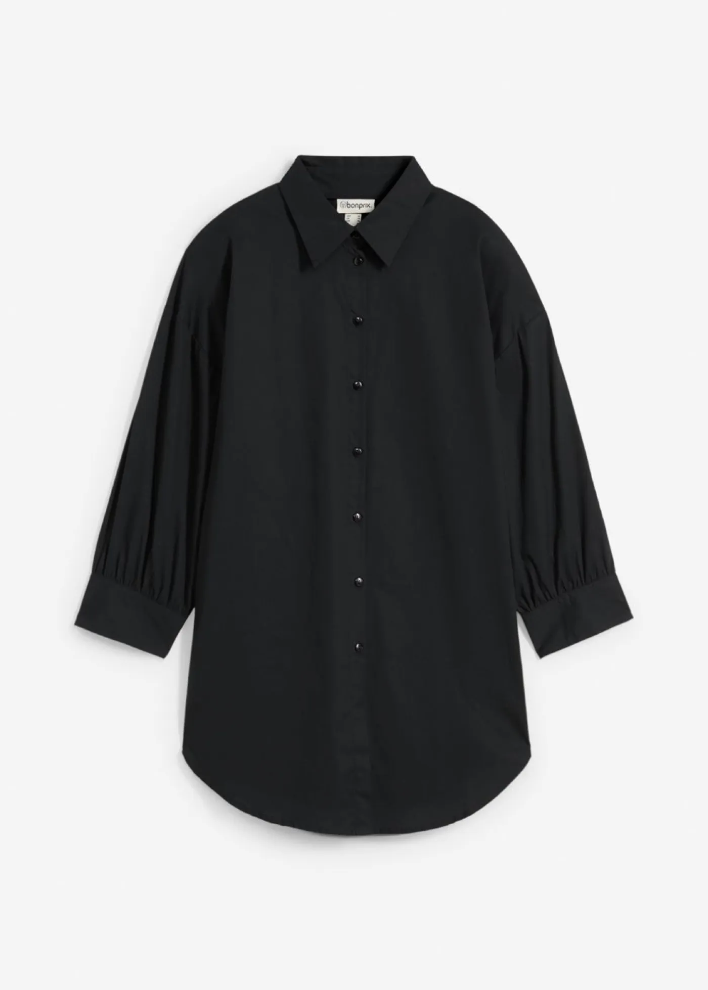 bonprix bonprix Camisas Y Blusas|Novedades>Camisa oversize de algodón con mangas 3/4 Negro