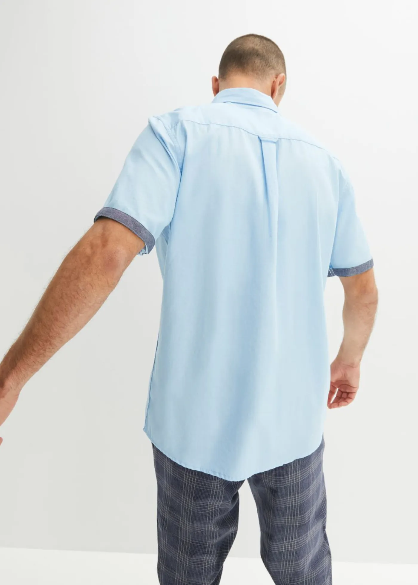 bonprix bonprix Camisas>Camisa Oxford de manga corta de algodón puro Azul claro