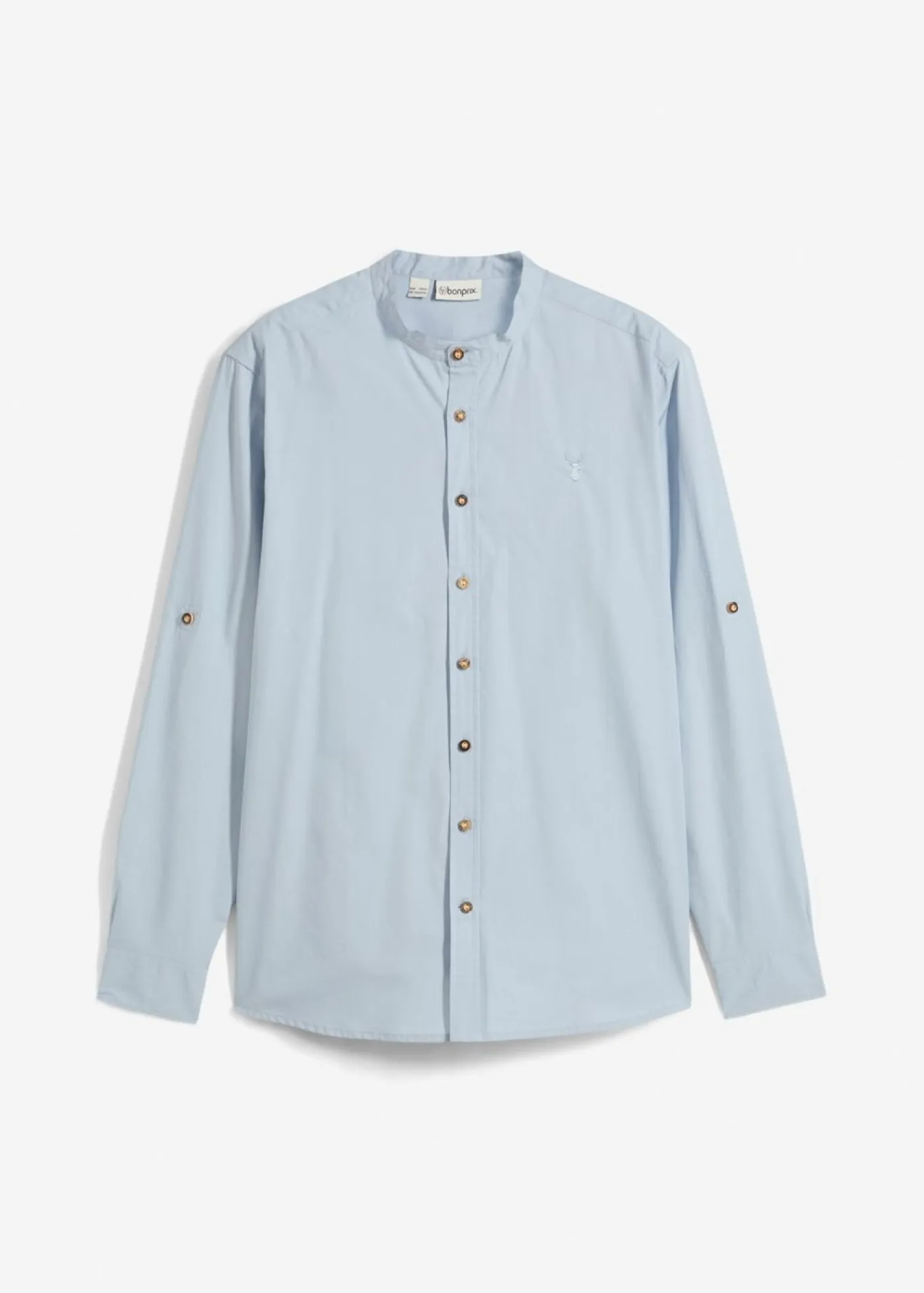 bonprix bonprix Camisas>Camisa tradicional con mangas arremangadas Azul suave