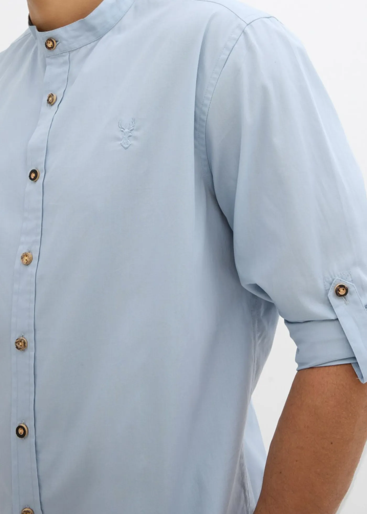 bonprix bonprix Camisas>Camisa tradicional con mangas arremangadas Azul suave