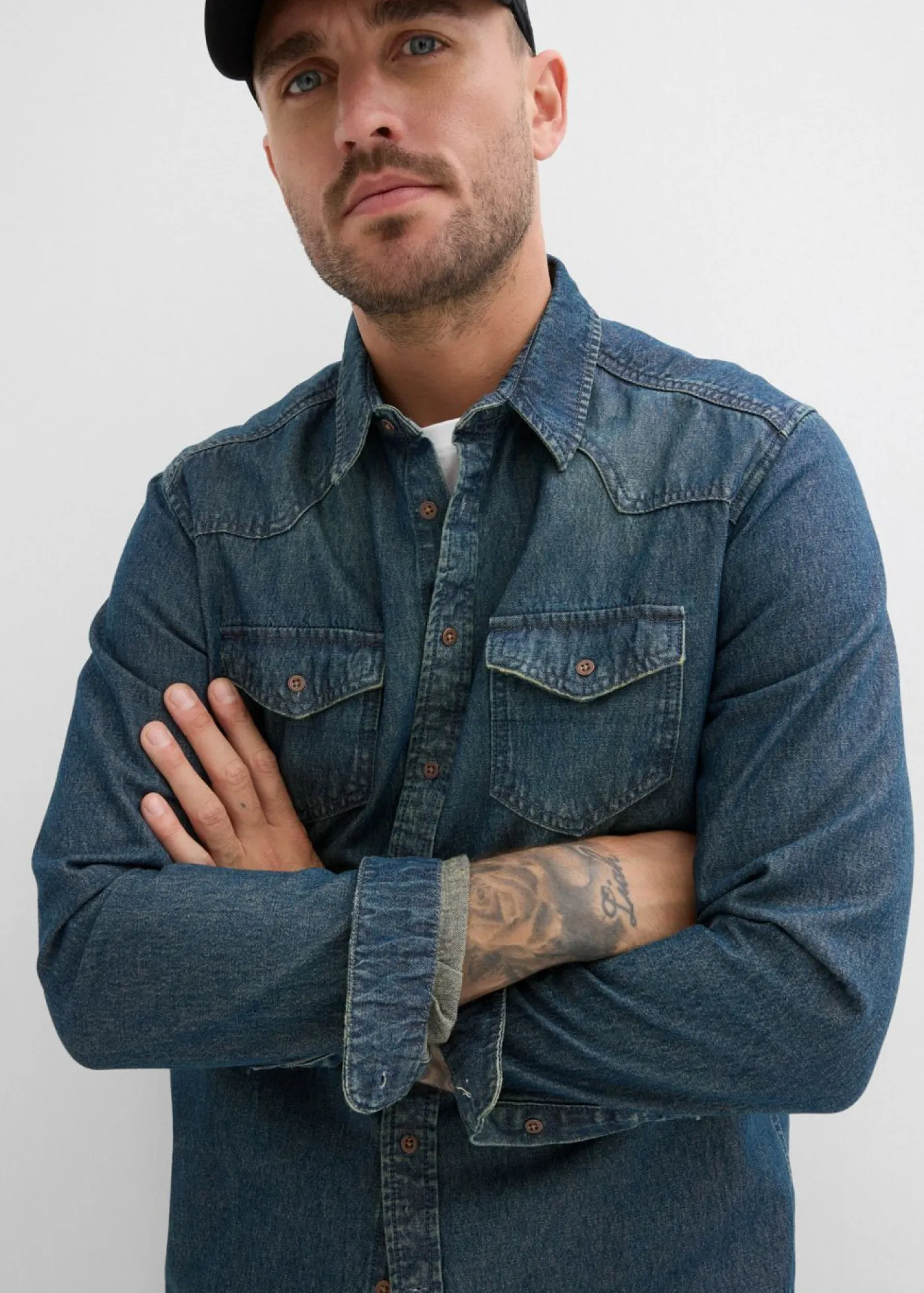 bonprix bonprix Camisas>Camisa vaquera de algodón puro denim medio-beige nuevo usado