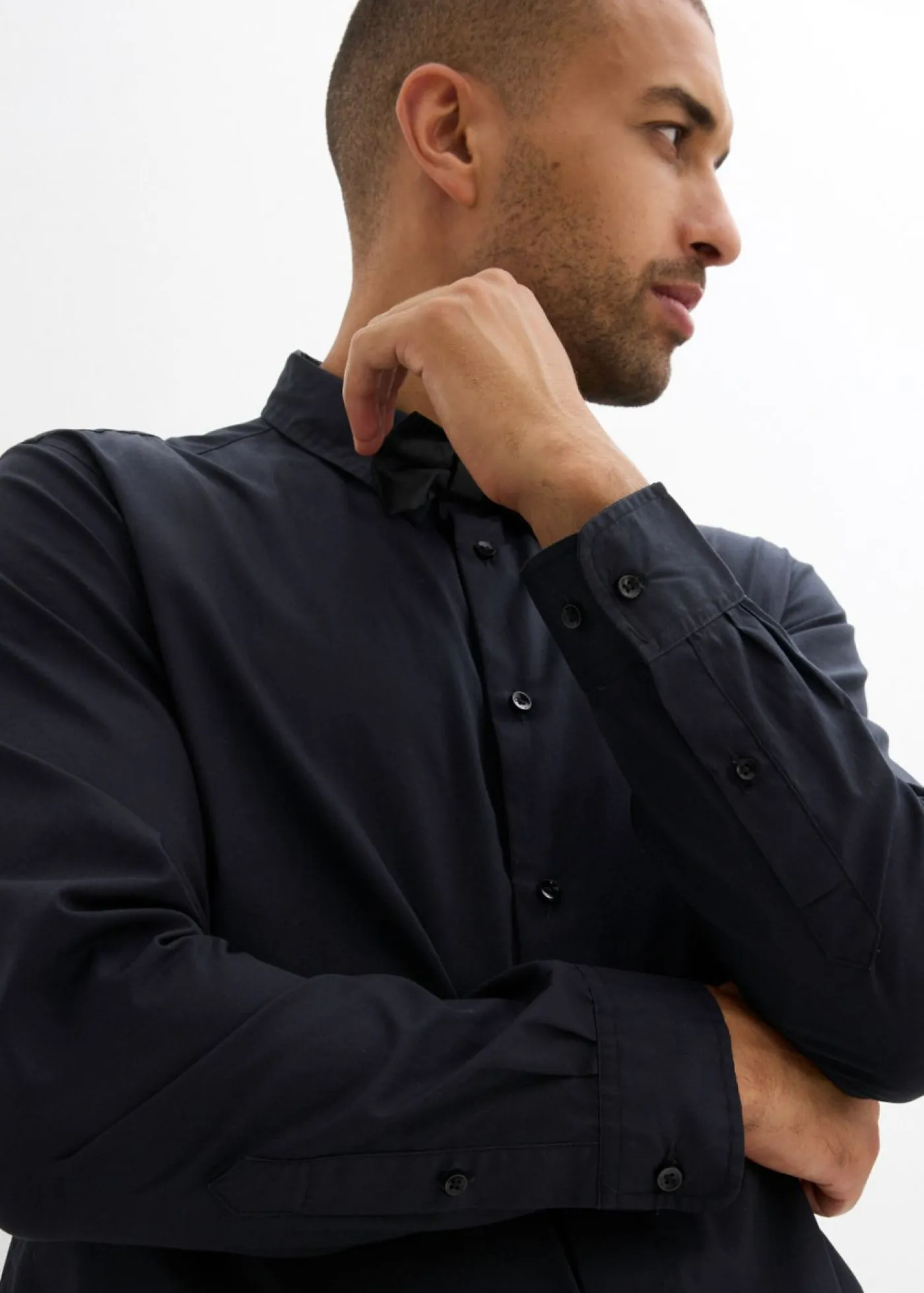 bonprix bonprix Trajes|Camisas>Camisa y pajarita (2 piezas) Negro