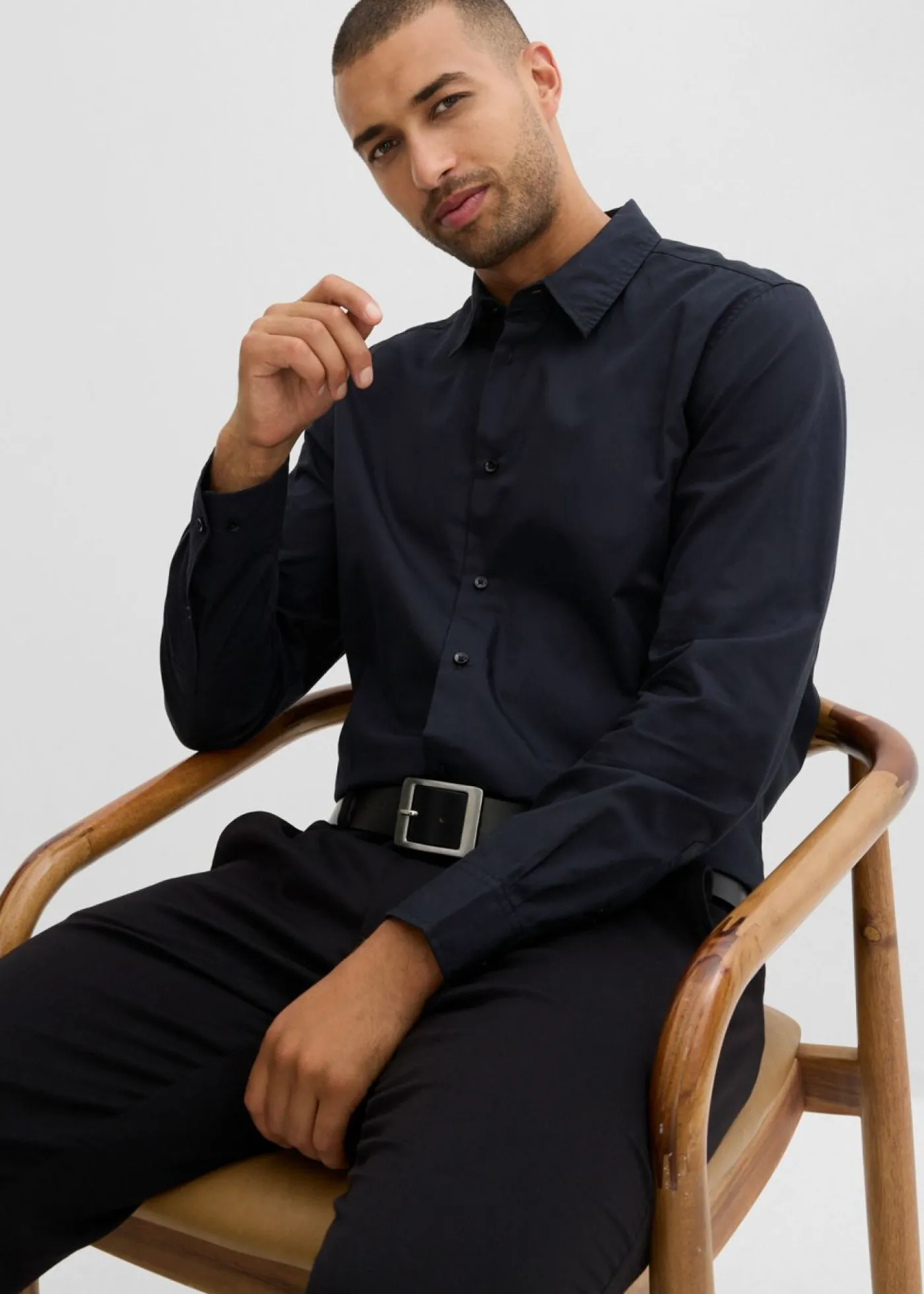 bonprix bonprix Trajes|Camisas>Camisa y pajarita (2 piezas) Negro