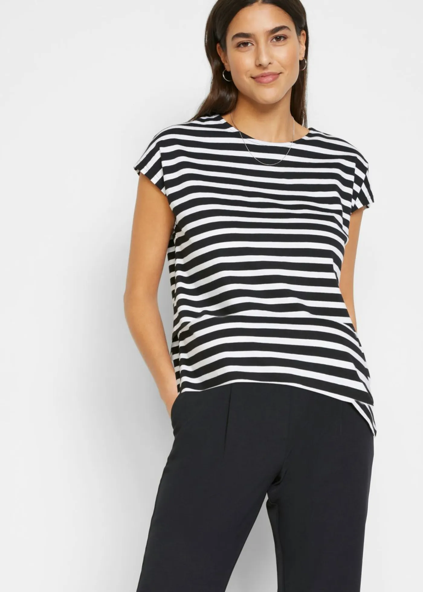 bonprix bonprix Básicos|Camisetas>Camiseta Negro-blanco con rayas