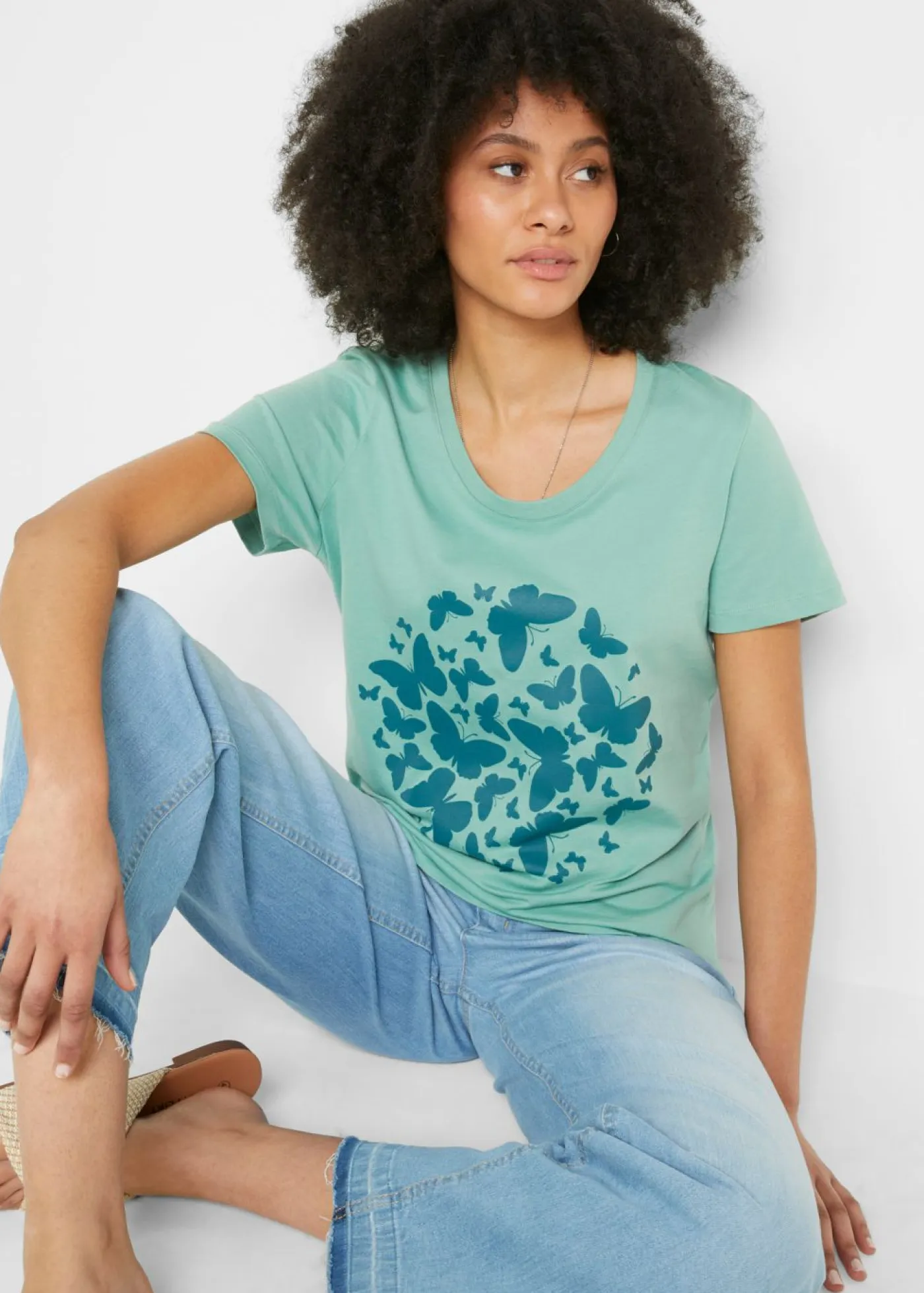 bonprix bonprix Camisetas>Camiseta Salvia-azul petróleo estampado