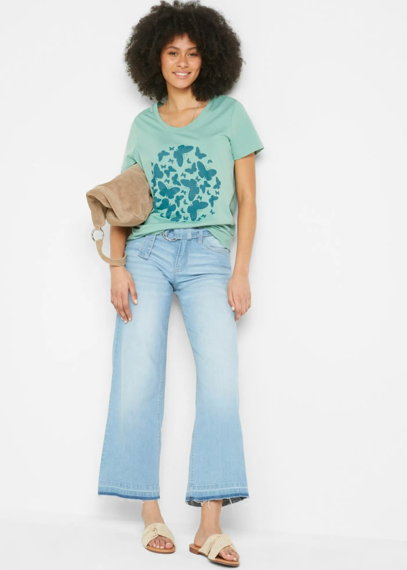 bonprix bonprix Camisetas>Camiseta Salvia-azul petróleo estampado