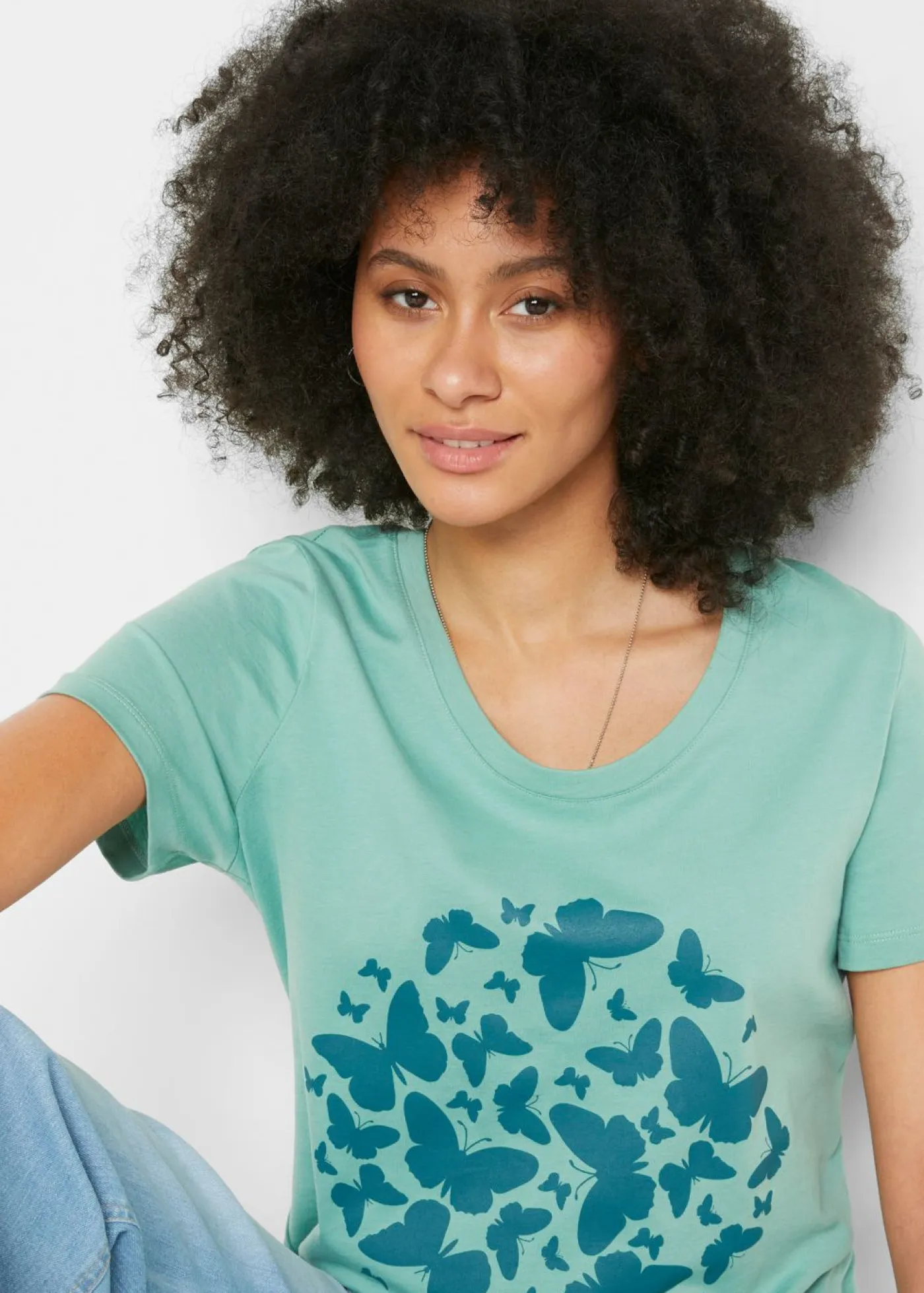 bonprix bonprix Camisetas>Camiseta Salvia-azul petróleo estampado