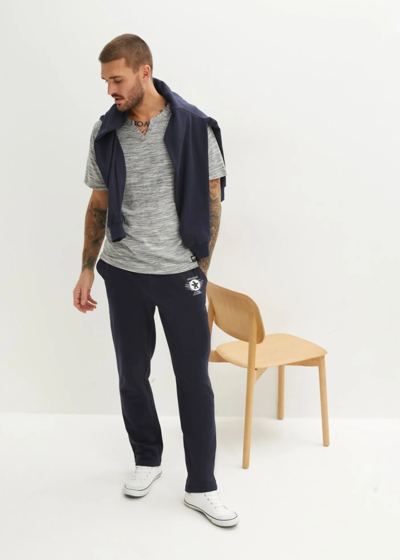 bonprix bonprix Ropa Deportiva|Camisetas Y Polos>Camiseta azul marino+blanco+gris jaspeado+pizarra moteado