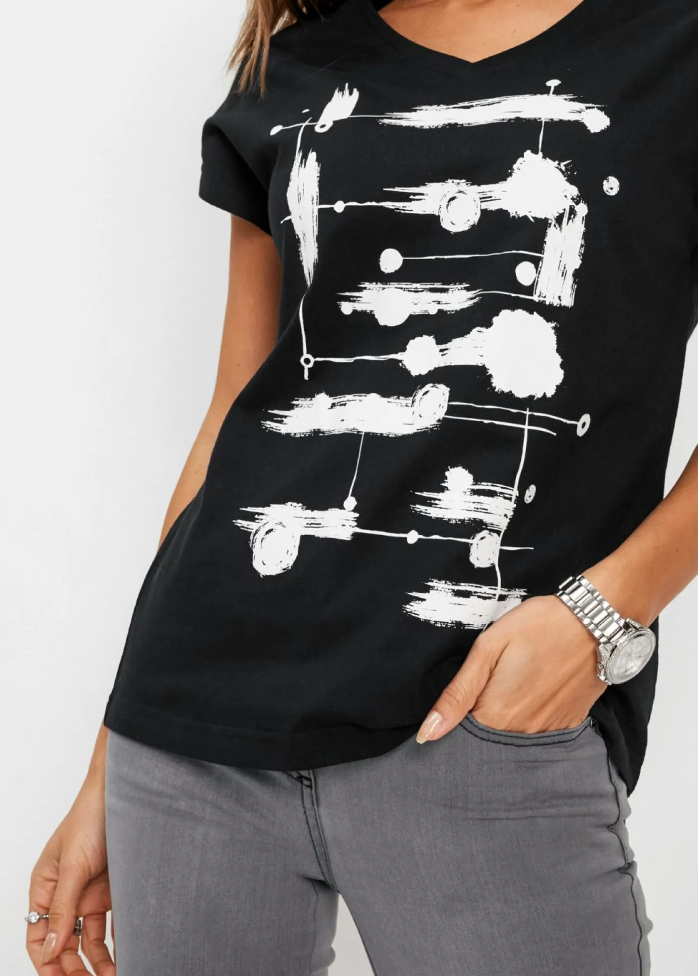 bonprix bonprix Camisetas>Camiseta Azul marino-blanco