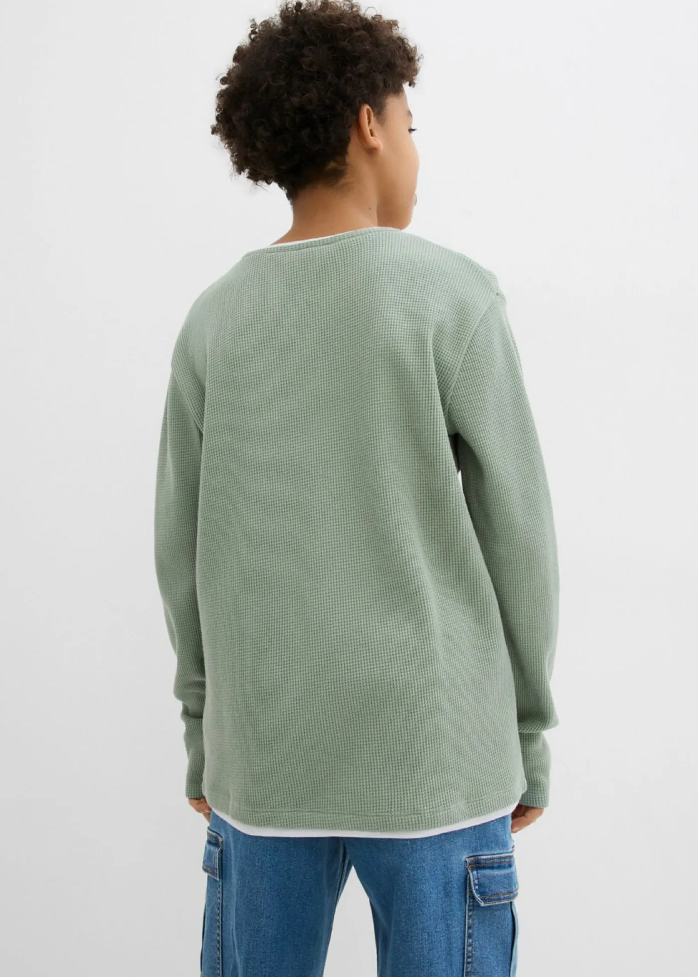 Niños bonprix bonprix Camiseta 2 en 1 de algodón puro con manga larga y aspecto gofrado