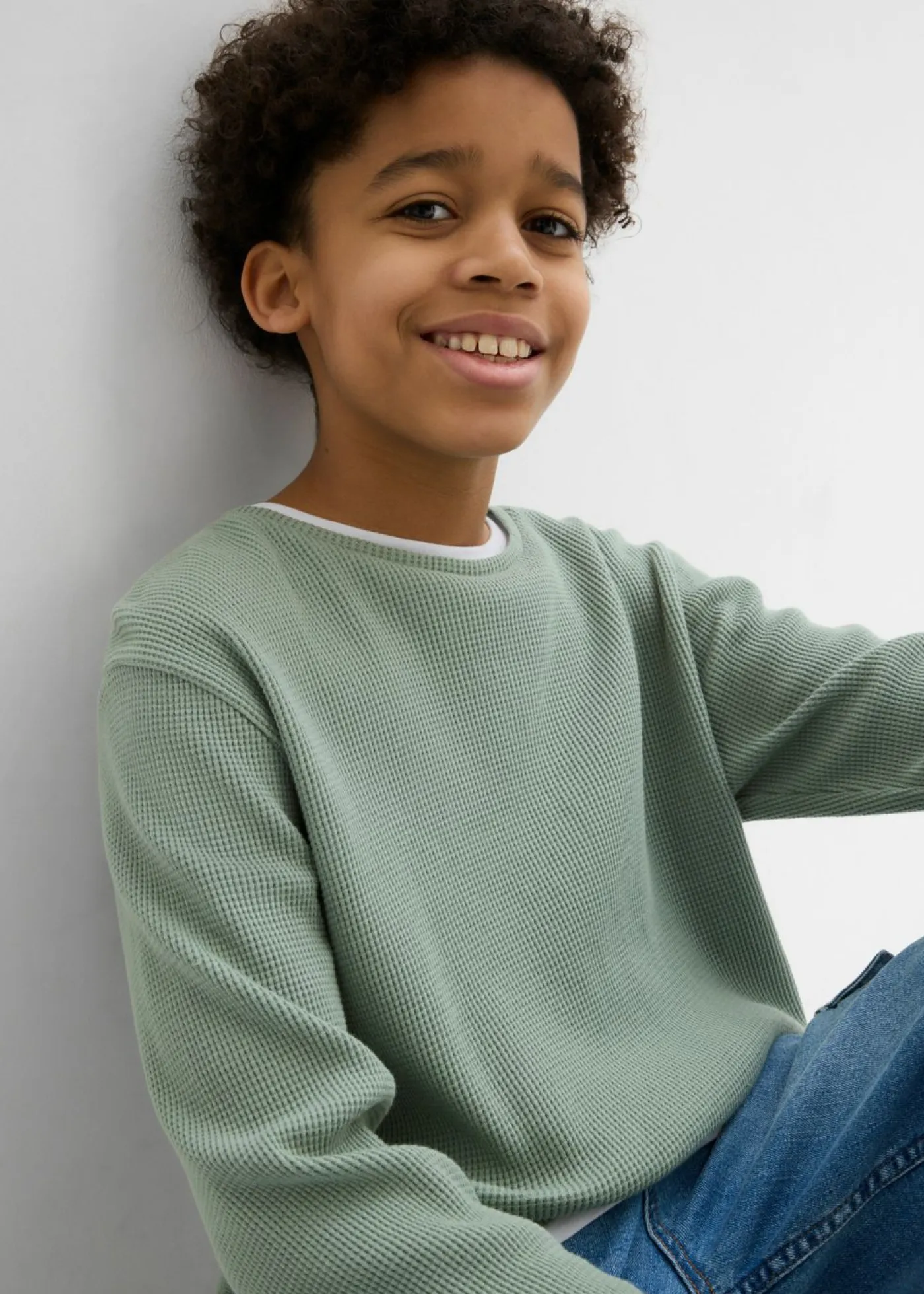 Niños bonprix bonprix Camiseta 2 en 1 de algodón puro con manga larga y aspecto gofrado