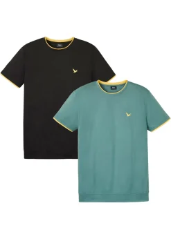 bonprix bonprix Básicos En Rebajas|Camisetas Y Polos>Camiseta (2 unidades) negro+verde grisáceo