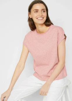 bonprix bonprix Camisetas>Camiseta (2 unidades) Rosa ahumado estampado + azul marino monocolor