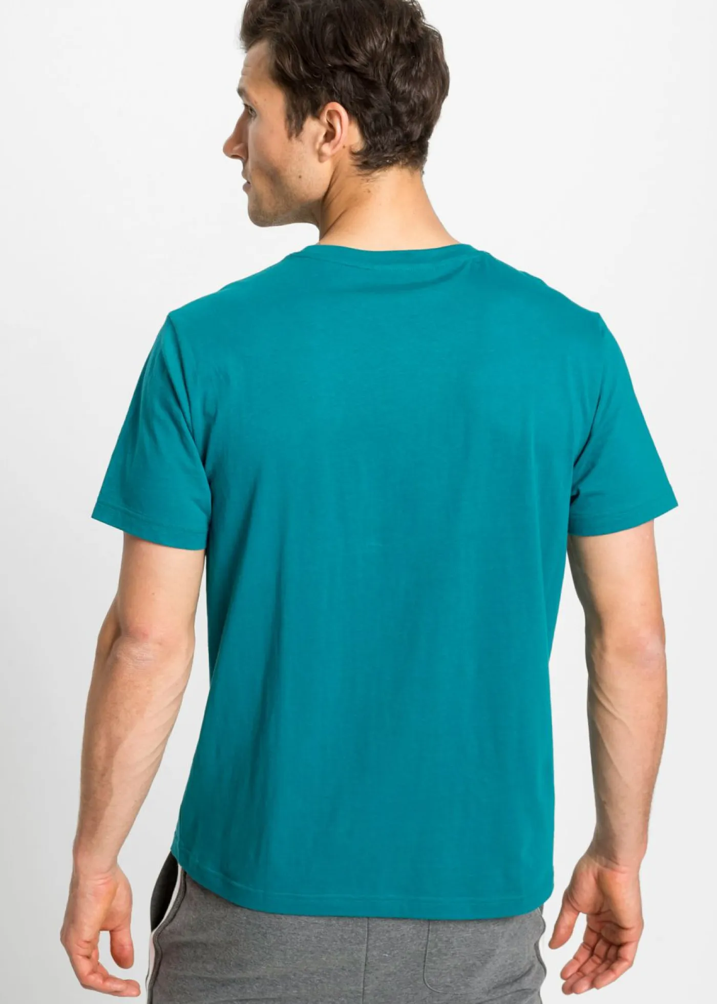 bonprix bonprix Básicos En Rebajas|Camisetas Y Polos>Camiseta (3 unidades) Turquesa cobalto + rojo rododendro + antracita jaspeado