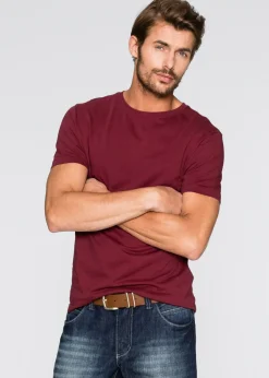 bonprix bonprix Básicos En Rebajas|Camisetas Y Polos>Camiseta (3 unidades) Burdeos + verde oscuro + blanco