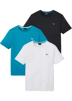 bonprix bonprix Básicos En Rebajas|Camisetas Y Polos>Camiseta (3 unidades) Blanco + negro + turquesa cobalto