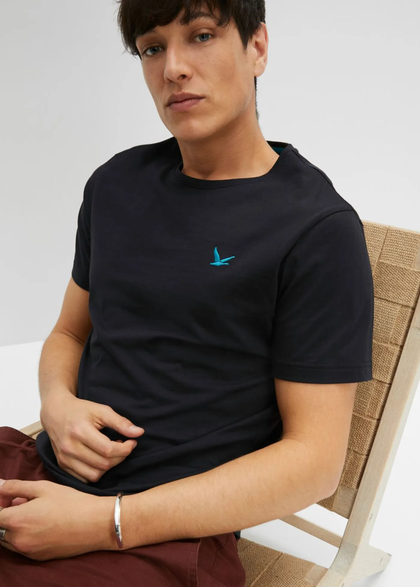 bonprix bonprix Básicos En Rebajas|Camisetas Y Polos>Camiseta (3 unidades) Blanco + negro + turquesa cobalto