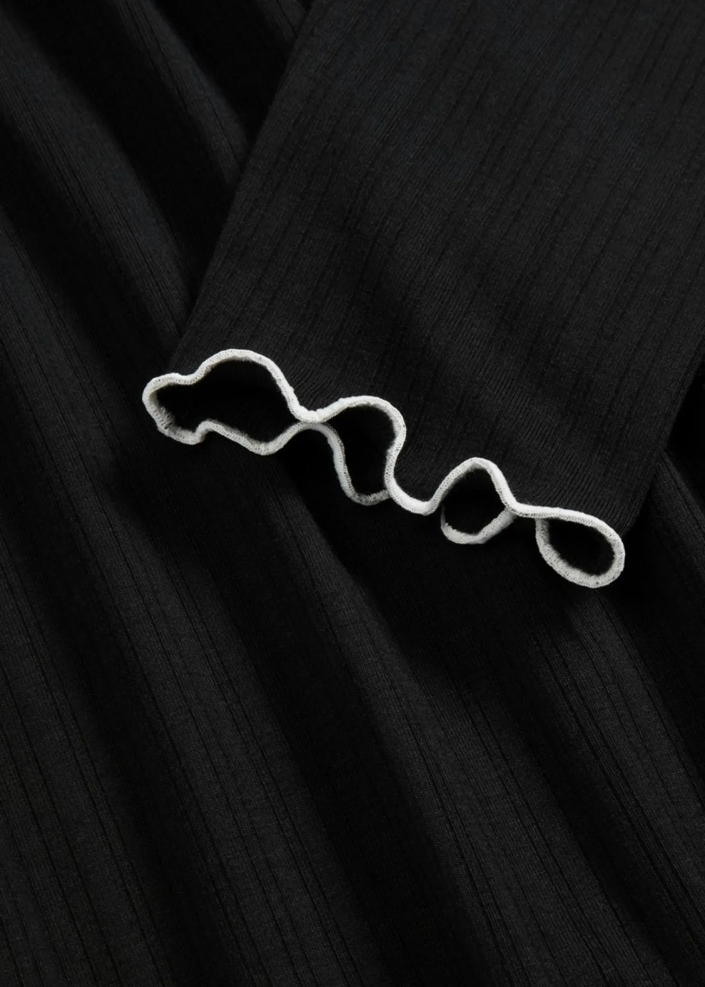 bonprix bonprix Camisetas>Camiseta acanalada de manga larga Negro-blanco lana