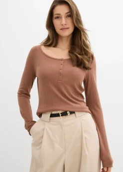 Mujer bonprix bonprix Camiseta acanalada de manga larga