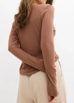 Mujer bonprix bonprix Camiseta acanalada de manga larga