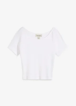 bonprix bonprix Camisetas>Camiseta ajustada de algodón orgánico puro Blanco