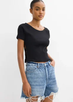 bonprix bonprix Camisetas>Camiseta ajustada de algodón orgánico puro Negro